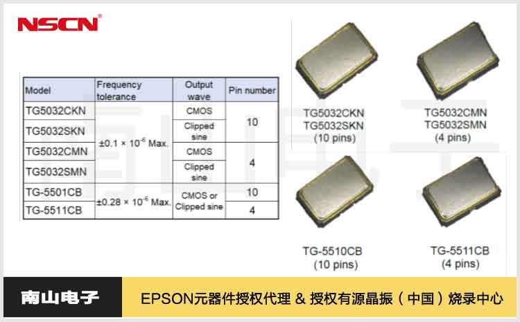 愛普生發布全新TCXO溫補晶振TG5032系列和TG-5510系列